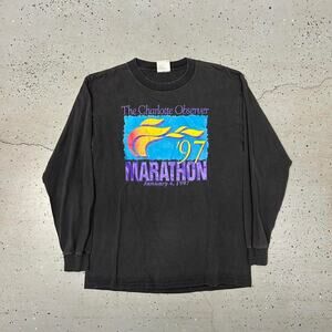 1997 Charlotte Observer Marathon long sleeve shirt in black and purple